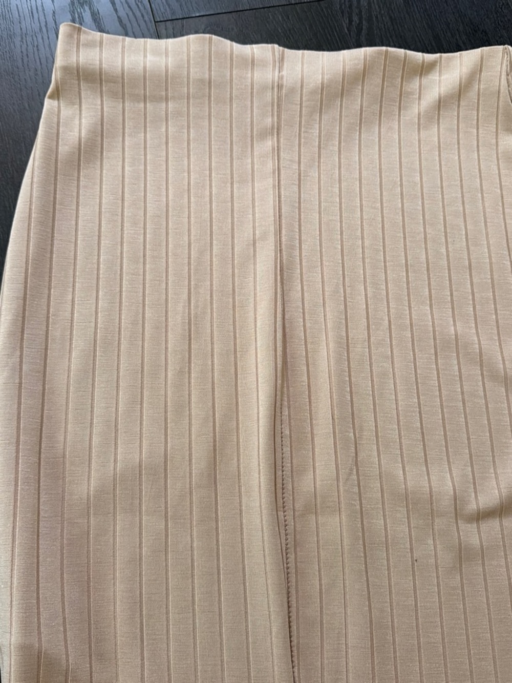 Topshop Neutral Ribbed Pencil Skirt in Beige